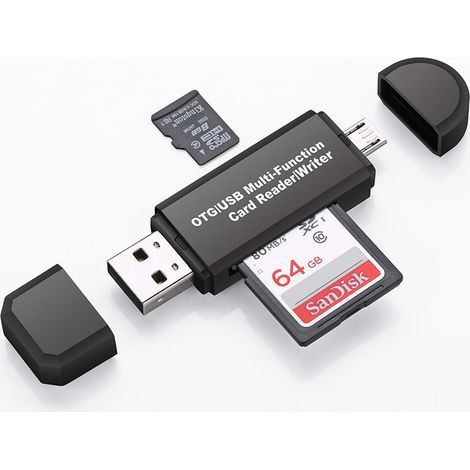 Adaptateur de carte SD USB et lecteur USB 2.0 vers SD Appareil OTG pour SDXC, SDHC, SD, MMC, RS-MMC, Micro SDXC, Micro SD, carte Micro SDHC, prise en charge de la carte UHS-I (1/5)