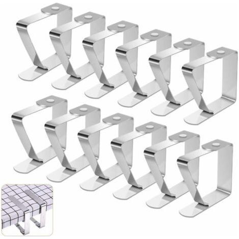 Pince Nappe Inoxydable, 12 Pièces Pinces Pour Nappe de Table, Pince Nappe Clip Exterieur Ajustable, Attache Nappe Jardin pour Cuisine Bureau Restaurant Pique-Nique Mariage Fête, 5 x 4 cm (1/5)