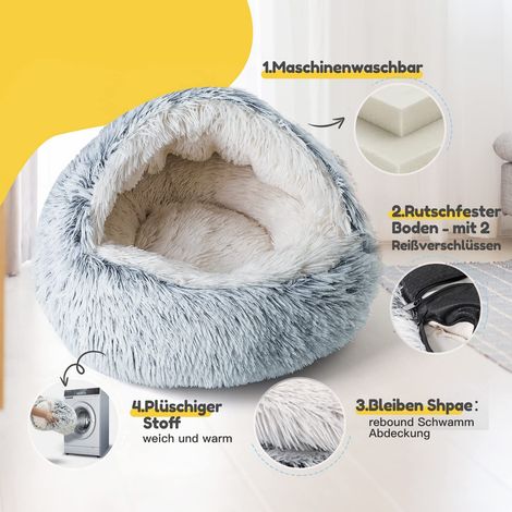 Panier pour Chat 2 en 1 Maison et Lit Douillet en Peluche Confortable pour Animaux