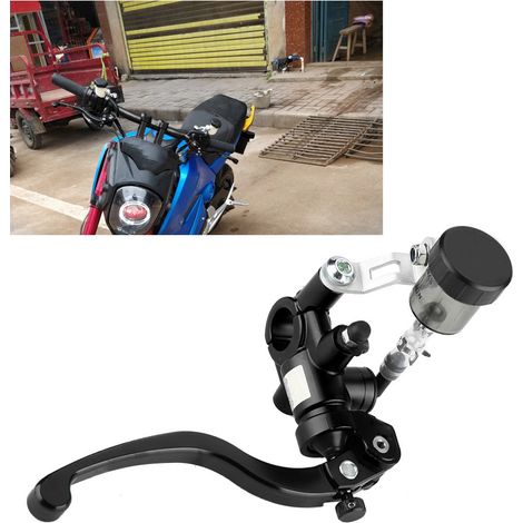 Levier d'embrayage hydraulique droit pour moto, maître-cylindre avec pompe de frein à poussée directe, noir, adaptable, réglable, robuste. (1/5)