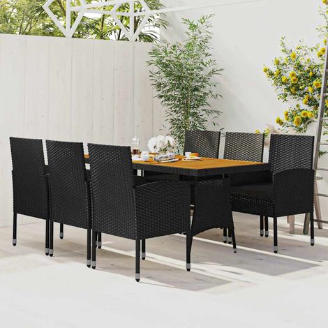 Ensemble à manger d'extérieur 7 pcs-Salon de jardin Résine tressée Noir 142532 (1/5)