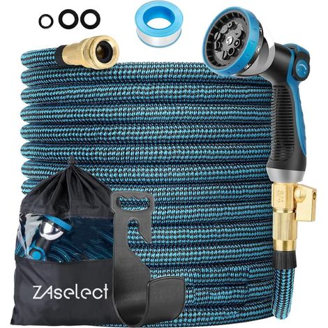Expandable Garden Hose 150ft or 200ft Flexible Garden Hose with Extra Strong Fabric, with 10 Pattern Spray Nozzle, Expandable Lightweight Waterproof Hose for Watering and Washing (150FT (1/5)