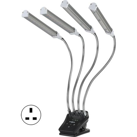 Lumière de croissance LED 4 têtes 96W à col de cygne réglable pour plantes d'intérieur, prise UK (1/5)