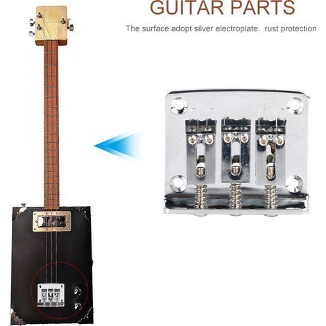 Chevalet métallique pour guitare 3 cordes, pièce de queue et accessoire pour instruments de musique (1/5)