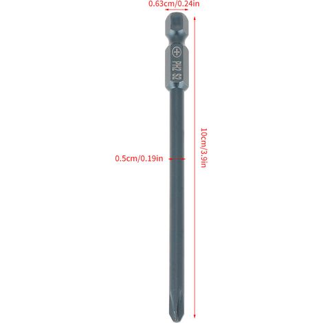Lot de 10 embouts cruciformes PH2 en acier S2, tige hexagonale 1/4 pouce, 100mm (1/5)