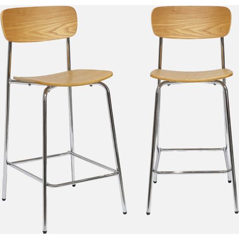 Set di 2 sgabelli da bar vintage metallo e compensato (1/5)