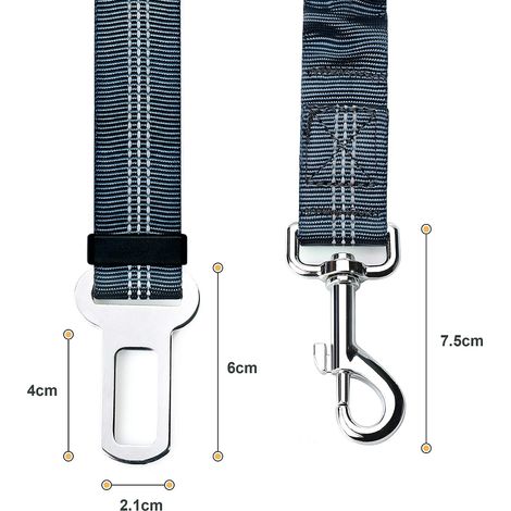 Paquete de 2 cinturones de seguridad para perros con amortiguación y mosquetón elástico ajustable. Arnés de seguridad superior para perros y gatos, gris - RAPANDA (1/5)