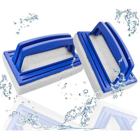 Lot de 2 brosses éponges pour piscine, brosses murales, outils de nettoyage, brosses avec manche pour flotteur, épurateur de ligne, spas et aquarium (1/5)