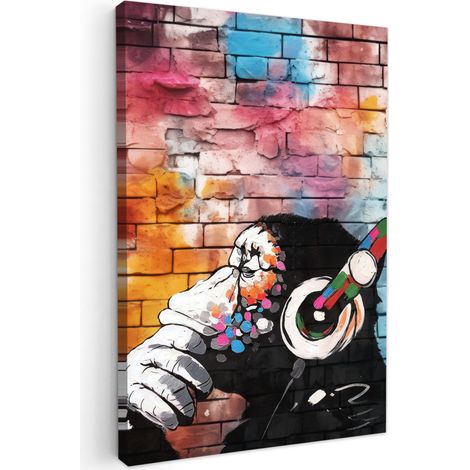 CUADRO EN LIENZO Mono - Graffiti - Música Decoracion Pared Salon 20x30 cm