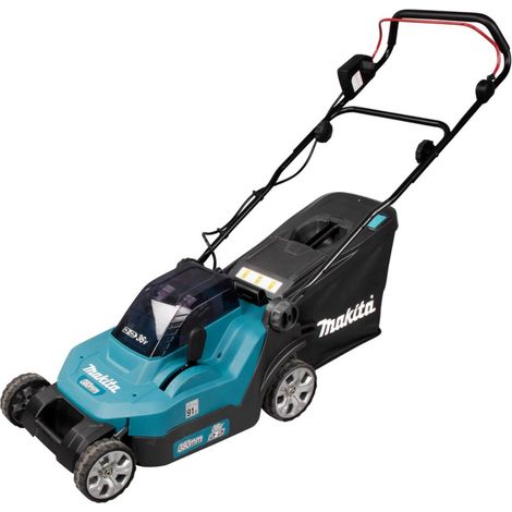Makita DLM 382 CM2 Akku Rasenmäher 36 V ( 2x 18 V ) 38 cm 40 l + 2x Akku 4,0 Ah + Doppelladegerät