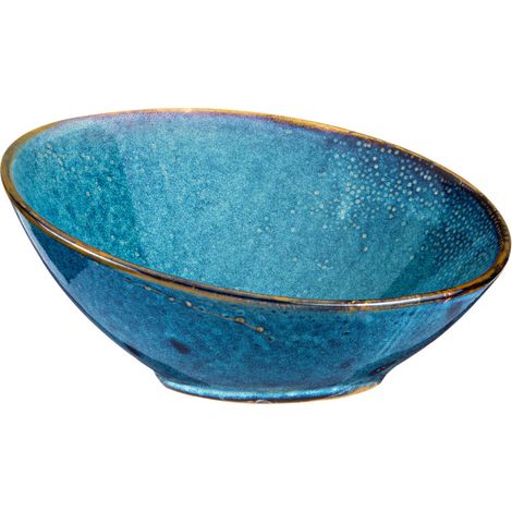 Bol de buffet oblicuo azul oscuro, 25 cm de diámetro. (1/3)