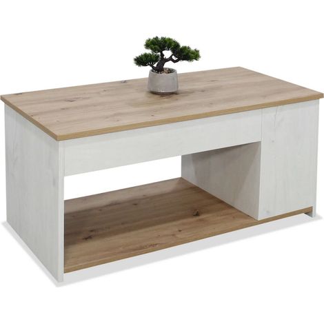 Mesa centro elevable acabado polar/artisan, 46cm(alto) 102cm(ancho) 55cm(largo) (1/2)
