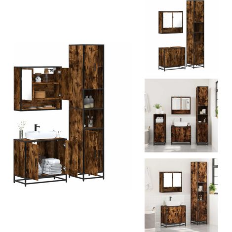 Ensemble de meubles de salle de bain 3 pcs Chêne fumé - Ensemble De Meubles De Salle De Bain - Ensembles De Meubles De Salle De Bain - Armoire De Salle De Bain - Armoire De Rangement De Salle De Bain (1/5)