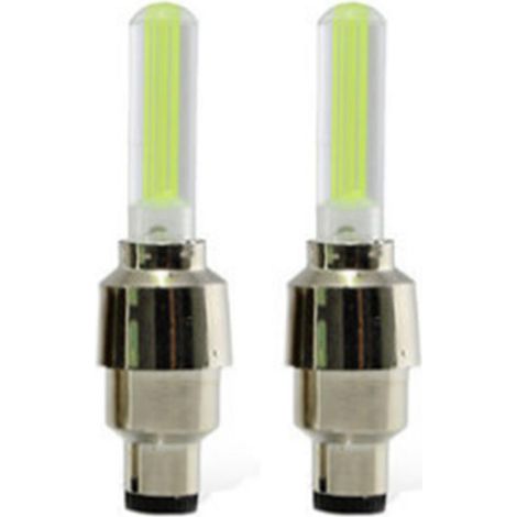 Lumière de roue de moto jaune, 2 pièces, capuchon de tige de Valve de pneu, lampe de conduite de nuit, décoration universelle pour voiture, vélo, vélo (1/5)