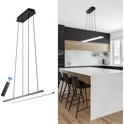 Lampada sospensione LED dimmerabile telecomando 95x13 cm nera (1/5)