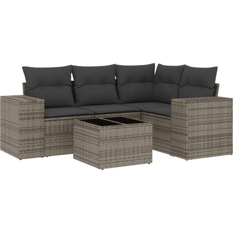 Maison Exclusive - 5-tlg. Garten-Sofagarnitur mit Kissen Grau Pol