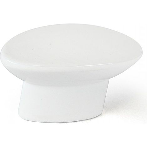 REI Bouton de meuble Ovale blanc zamak H.24 x l.41 x P.19 mm