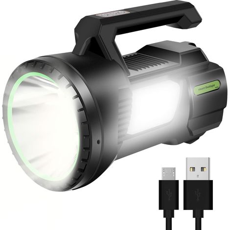 [NON UTILIZZATO] Torcia LED Ricaricabile 1200lm 6500mah, Ultra Potente 4 Modalità di Illuminazione, Torcia per Pesca Notturna, Caccia, Trekking, Garage, Campeggio, Emergenza