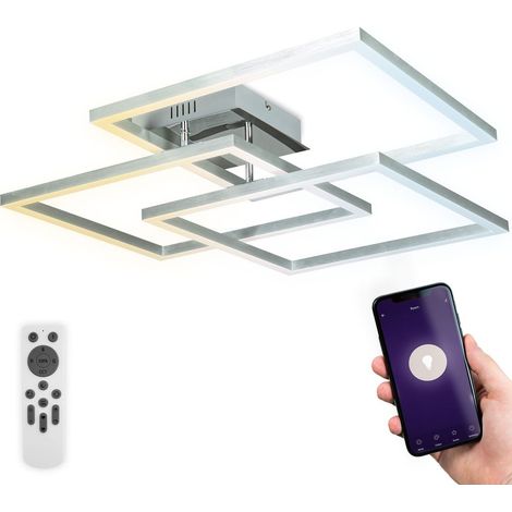 B.K.Licht Plafonnier LED moderne, connecté WiFi I App et télécommande I dimmable I CCT I RVB I commande vocale I compatible iOS & Android  4800 lm  48 W