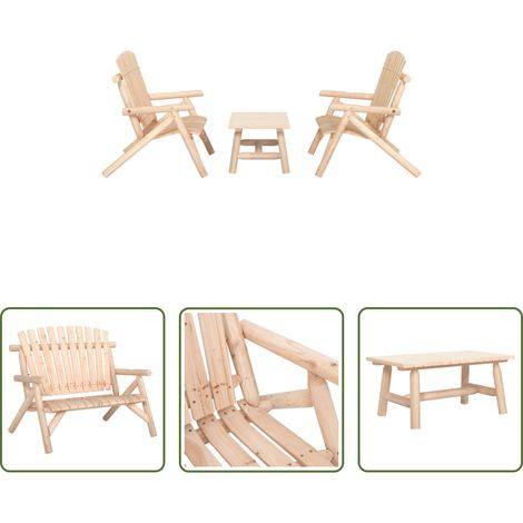 vidaXL Table basse - Ensemble de salon de jardin 3 pcs bois massif d'épicéa (1/5)