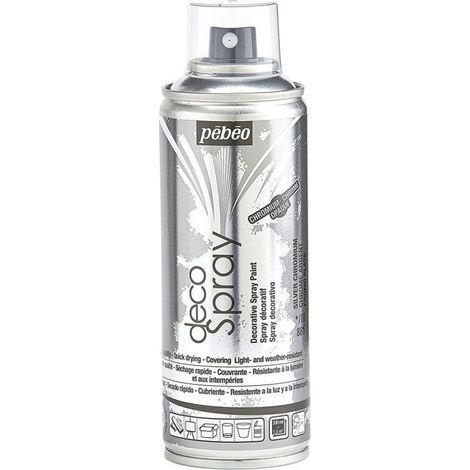 Peinture en bombe - Pébéo - DecoSpray - Chrome argenté - 200 ml - Finition brillante (1/5)