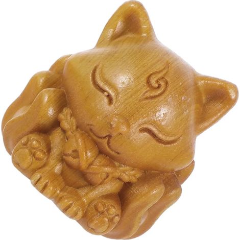 Statue décorative en bois de renard à 9 queues 4 x 3,8 cm pour la décoration de la maison, le bureau et les étagères (1/5)