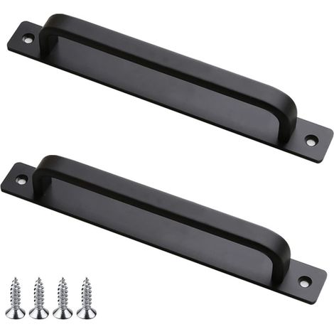 2 Pièces Poignée de Porte de Grange Coulissante de 213mm, Poignée de Meuble Cuisine, Poignée de Porte Coulissante avec Vis Poignée pour Portes de Grange Armoire Placard Portail, Noire (1/4)