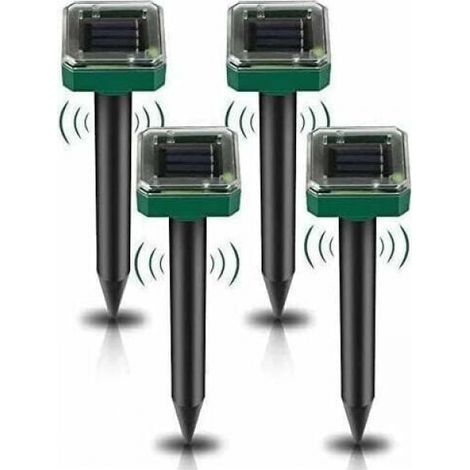 Lot de 4 Répulsifs Solaires à Ultrasons, Répulsif Anti-Taupes Solaire Souris Repeller Exterieur pour Jardins Taupes Campagnols Gophers Serpents ou Autres Autres Rongeurs (1/5)