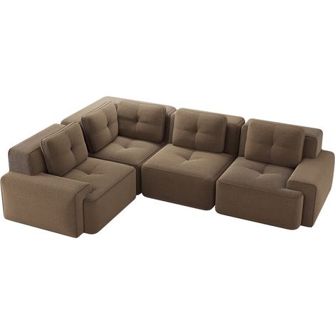 Sofá modular esquinero de pana marrón 295 x 206 x 69 cm HOMVRA (1/5)