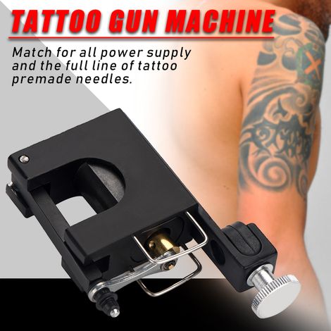 Lot Machine Rotative Tatouage Moteur Liner Shader Alliage Acier Noir, Pistolet Tatouage Silencieux Équipement Pro (1/5)