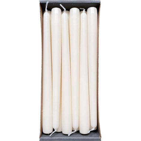 Bougies Coniques - Lot de 12 - Paraffine - Crème - Sans Parfum - 2,3 x 25 cm (1/5)