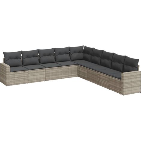 Maison Exclusive - Set muebles jardín 9 pzas y cojines ratán sint (1/3)
