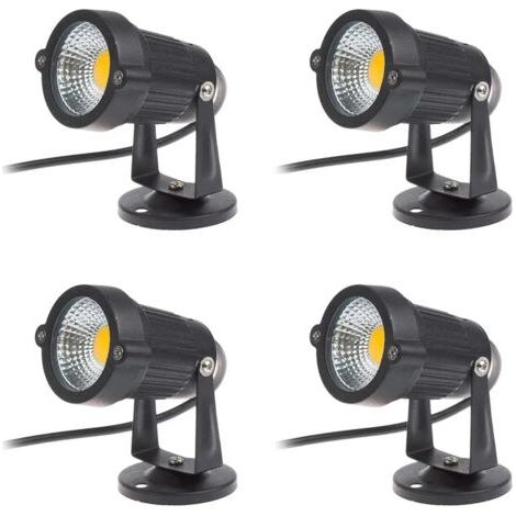 BUNTHAUS Lot de 4 spots LED COB 5W 220V orientables – Aluminium noir – Norme IP65 pour extérieur – Lumière blanche chaude (1/5)