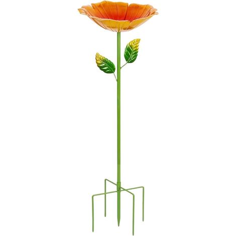 Bain d'oiseaux sur Pied en Métal 80 cm, Abreuvoir et Mangeoire pour Oiseaux Sauvages en Forme de Fleur, Décoration de Jardin Extérieur Résistante aux Intempéries (1/5)
