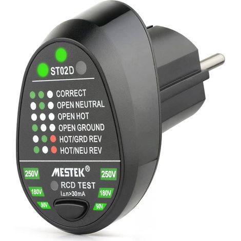 Testeur de prise électrique, testeur de sortie de détecteur de polarité RCD, test automatique de fil de terre direct neutre (prise ue)