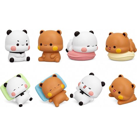 8 Pieces Bubu Dudu Figures Cute Bubu Dudu Decoration Cute Mini Figures Car Dashboard Decorations Panda Bear Kawaii Gifts for Couples Children Girls Boys Office Desktop Room Decoration (B2) (1/5)