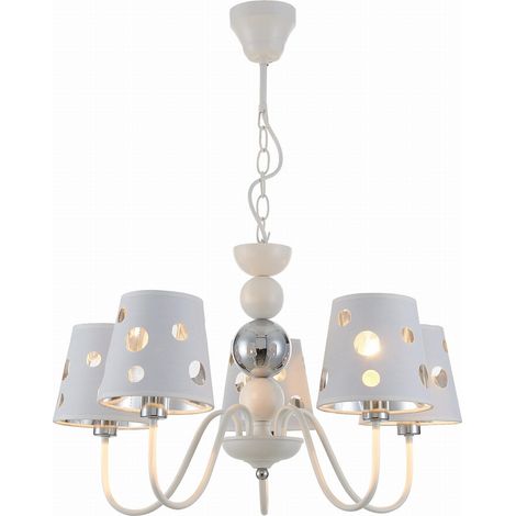 Lampadario Candellux Batley 5xE14 bianco/argento Ø58cm (1/2)