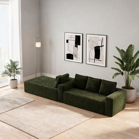 Ensemble canapé modulable en coin mousse verte 175 x 90 x 60 cm (1/5)