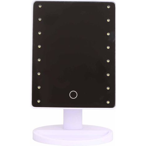 Miroir de maquillage lumineux LED avec 16 LED, design tactile, alimenté par batterie, blanc, miroir de coiffeuse pour maison (1/5)
