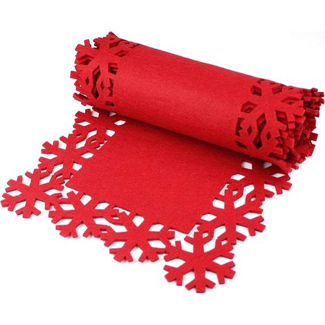 Chemin de table rouge flocon de neige de Noël (1/2)
