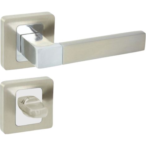 DOMINO Poignée de porte ERIS QR M6/M9 WC Poignée avec rosace WC Chrome/nickel brillant (1/5)