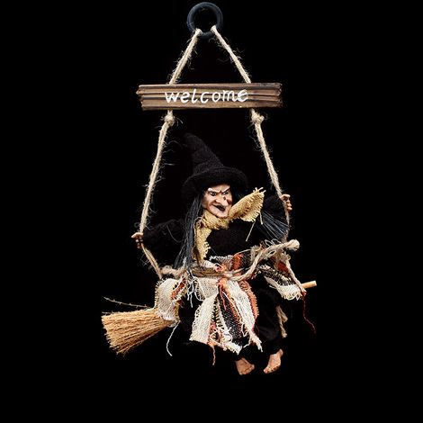 Deux pièces Halloween sorcière décoration jardin statue halloween décoration maison hantée numéro de maison accessoires avec chapeau noir-201030cm