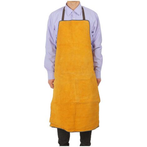 Tablier de soudeur, tablier de soudeur en cuir Veste de soudeur résistante à la flamme avec cuir de vachette taille ajustable Travail du bois Forgeron Jardinier (1/5)