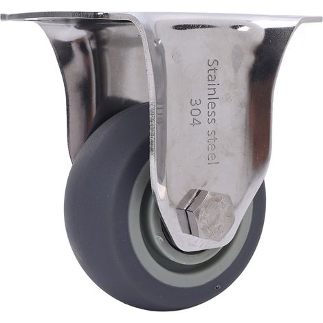 3 roulettes orientables 304 acier inoxydable, support charge lourde, silencieuses TPR, pour chariot meuble établi (1/5)