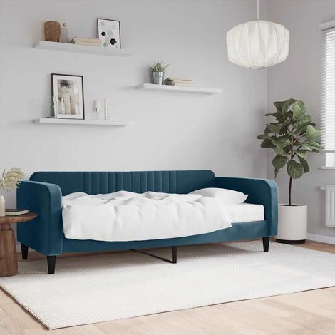Tagesbett mit Matratze Blau 90x200 cm Samt