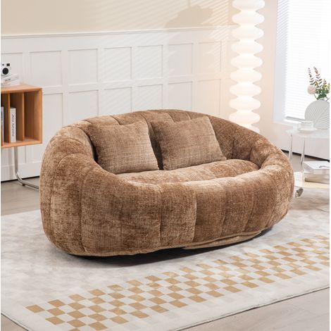 Canapé bean bag 2 places en chenille, mousse à mémoire de forme, sans installation, café HAVRYA (1/5)