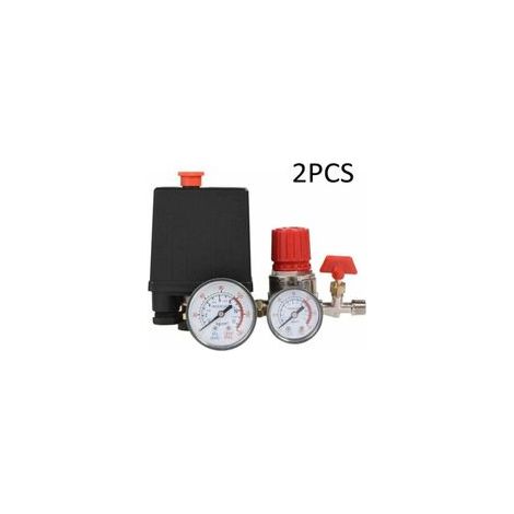 Valvola pressostatatrice per compressore d'aria, pressostato per compressore d'aria con regolatore di pressione e manometro (confezione da 2) (1/4)
