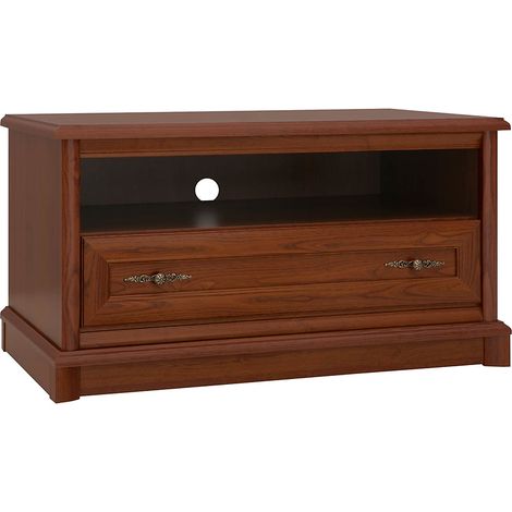 Meuble TV avec 1 tiroir et étagère, couleur châtaigne - Longueur 101 x Profondeur 54,5 x Hauteur 54,5 cm (1/3)