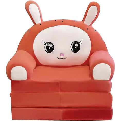 Canapé pliable 2 en 1 en peluche pour enfants, avec dossier et accoudoirs. Canapé pliable mignon pour enfants. (1/5)