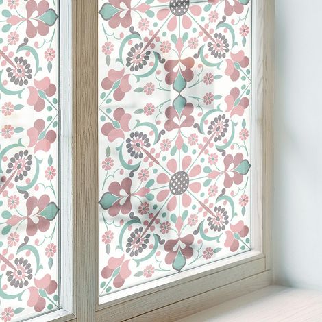 Sichtschutzfolie 50x116 cm Blickdicht Dekorfolie PVC Dekorativ Folie für Schlafzimmer Selbstklebend Sichtschutz Fenster Milchglas Florale Harmonie